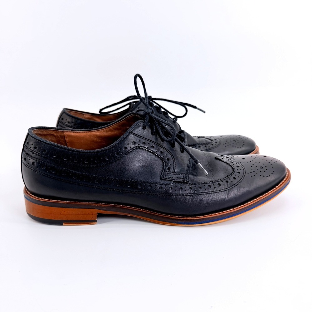 Johnston & Murphy Mens Black Leather Wingtip Brogue Oxford Shoes 9M 20-2231